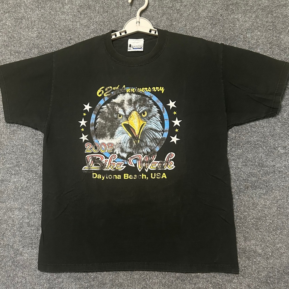 2003 Bike Week Daytona Beach USA Eagle Graphic T Shirt Mens Black XL‎